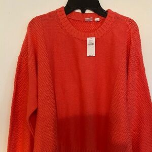 GAP Women's Bright Coral Crew Neck Sweater- NEW